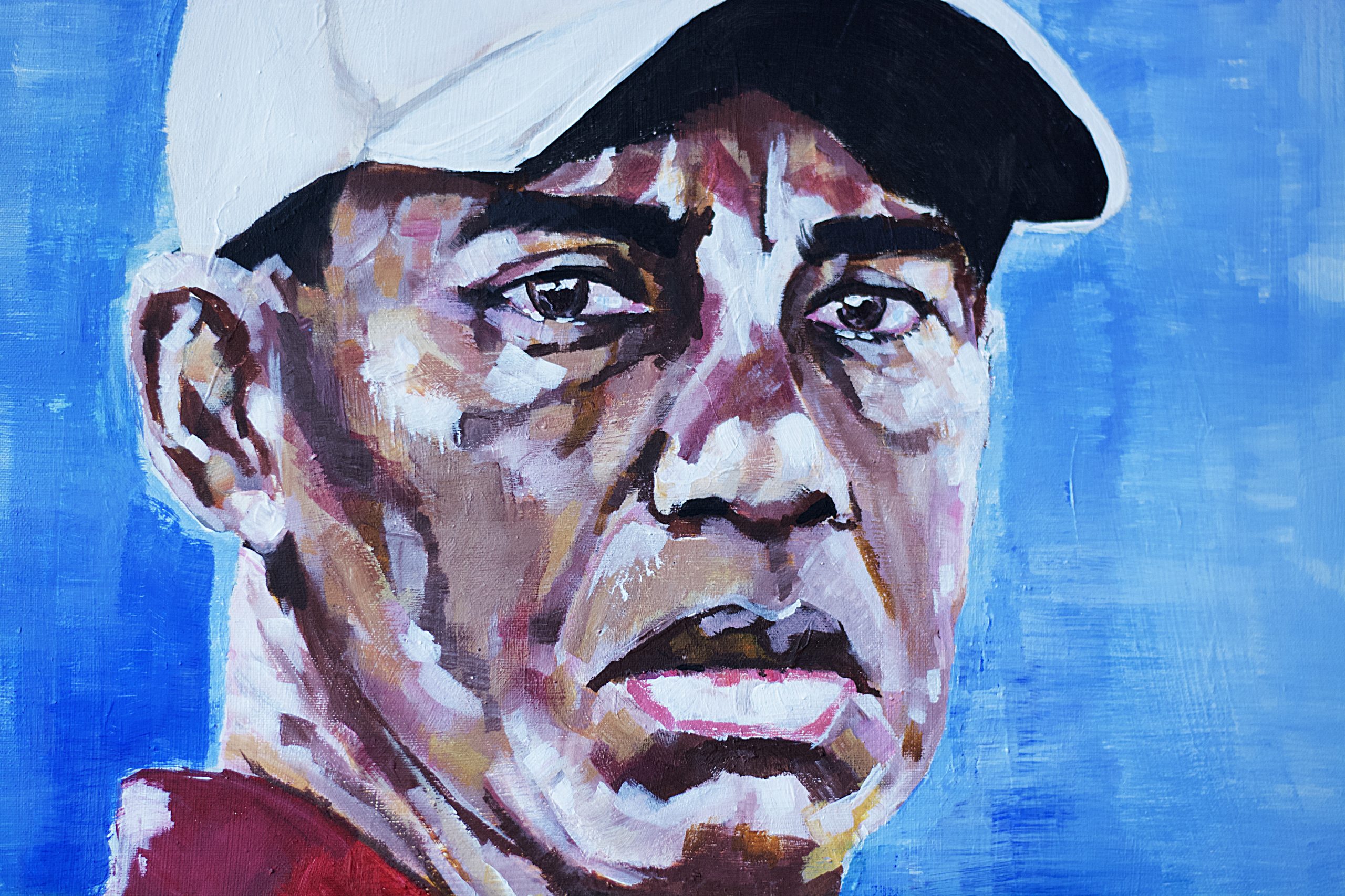 uk artist commission portrait of Tiger Woods golf player